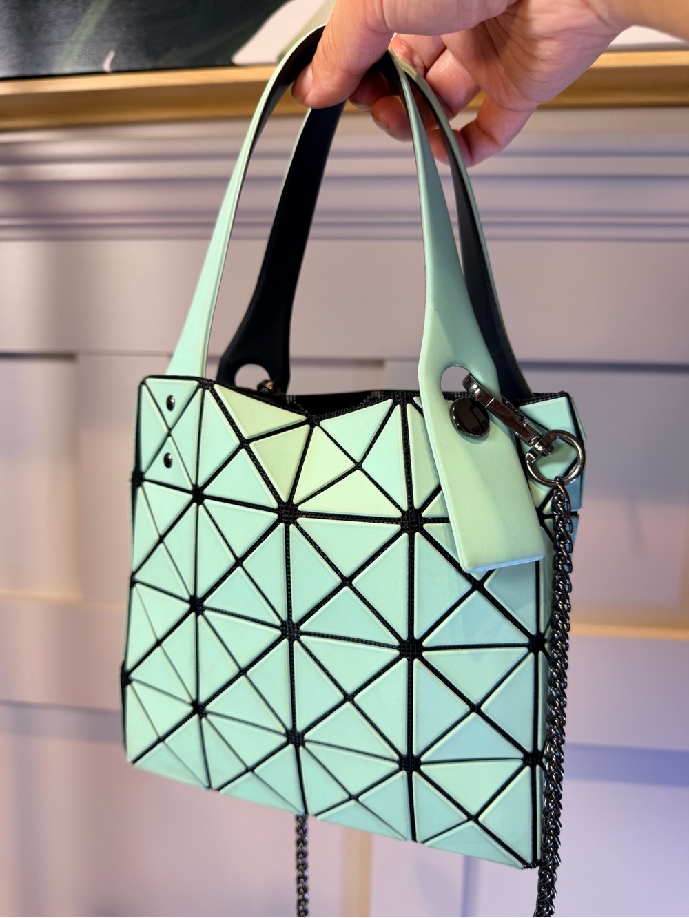Geometric Rhomboid Bag Small Size Box Bag Tote Bag-Mint Green